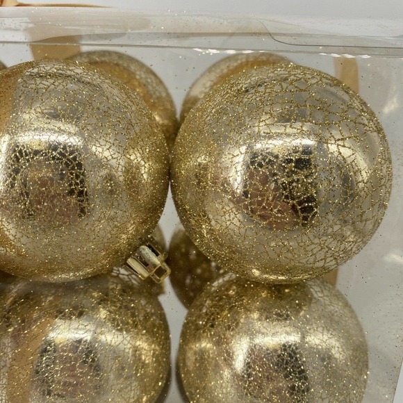 Ellsworth Avenue Christmas Ornaments Shatterproof Kugel Crackle Gold 3” Set 18 - Picture 2 of 6